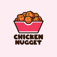 Chicken nugget character logo cartoon mascot vector illustration