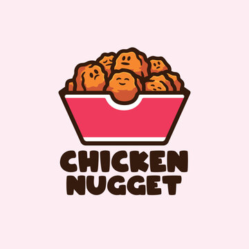 Chicken nugget character logo cartoon mascot vector illustration