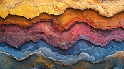 Naklejka premium Layered Rock Formations in Vivid Hues