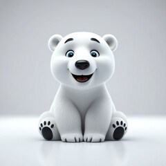 smiling cute polar bear 3d cartoon character on plain white background 315