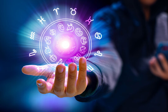 Zodiac signs and astrology with constellations, concepts, predictions, horoscopes, beliefs