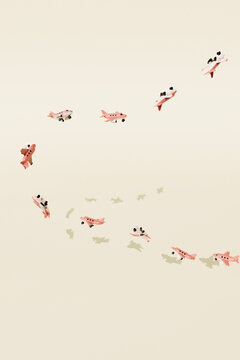 3D Render of Pink Airplanes in Varied Flight Patterns