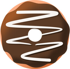 3d donut with chocolate glaze and topping illustration