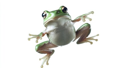 Fototapeta premium Green Tree Frog in mid-air
