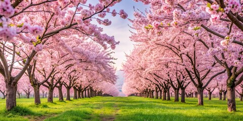 Lonely cherry blossoms blooming in an empty field, lonely, cherry blossoms, flowers, nature, bloom, pink, serene, peaceful