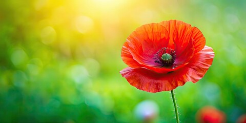Obraz premium Bright red poppy flower isolated on background, poppy, flower, red, isolated,vibrant, botanical, flora, nature, bloom