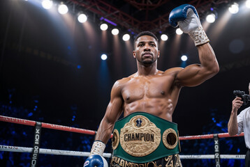 boxing champion with champion belt