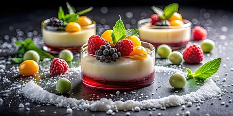 Innovative molecular gastronomy dessert with unique textures and flavors, molecular, gastronomy, dessert, innovative