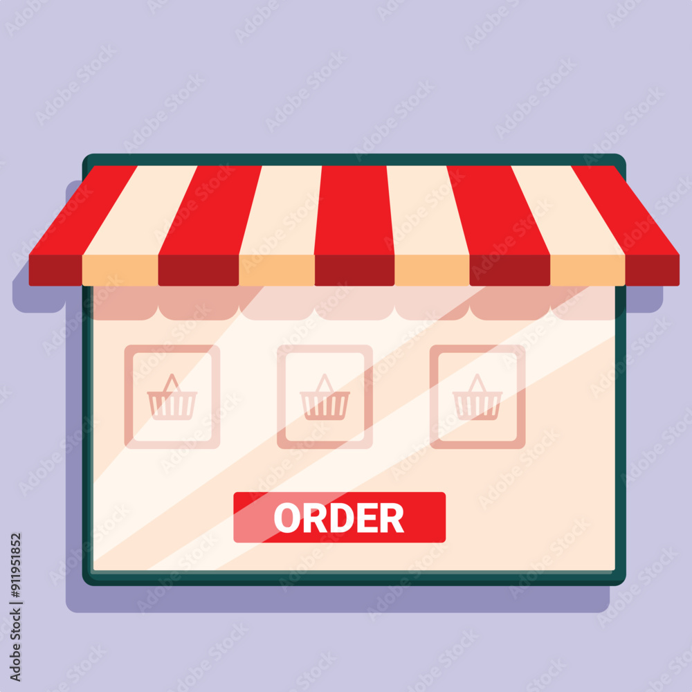 Poster online shop facade displaying an order button for placing orders, representing e commerce and online