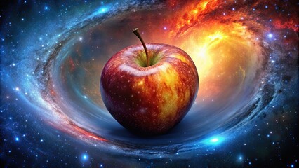 Futuristic image of an apple galaxy in outer space, apple, galaxy, space, futuristic, stars, universe, fantasy