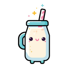 Christmas kawaii hot Milk Punch cup flat icon