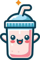 Christmas kawaii hot Milk Punch cup flat icon