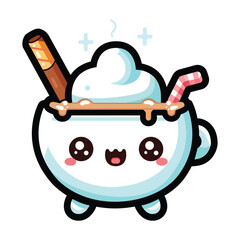 Christmas kawaii hot Milk Punch cup flat icon