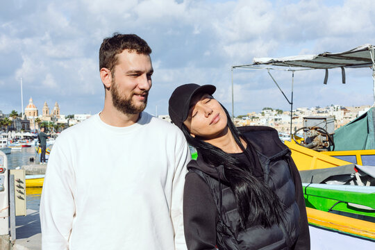 A couple in love traveling and sightseeing on Malta Island