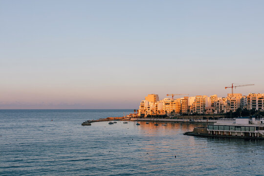 Bugibba Jetty in City of Malta at Nightfall