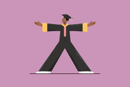 Proud Graduate with Arms Outstretched. A Modern Take on the Letter X