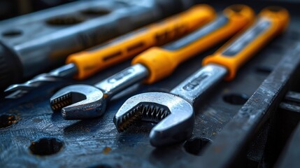 Close-up of Tools on a Workbench