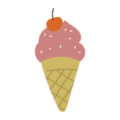 Strawberry ice cream with cherry