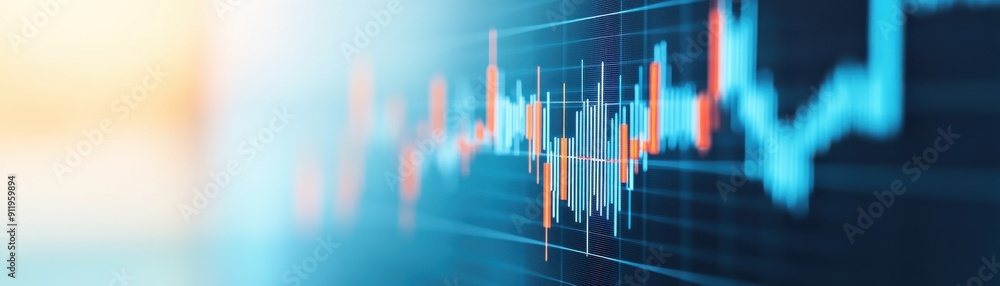 Poster abstract digital finance background showcasing stock market data analysis and trading trends with gl