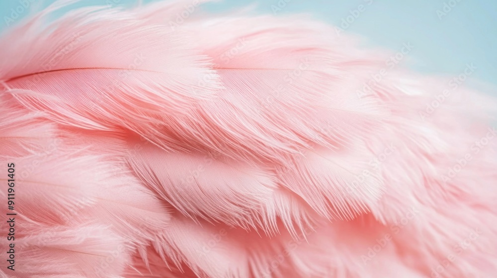 Poster delicate pink feathers display intricate textures and patterns under soft lighting