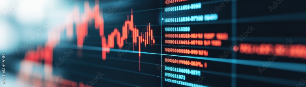 Poster digital financial graph displaying market trends and data analysis for investment strategies.