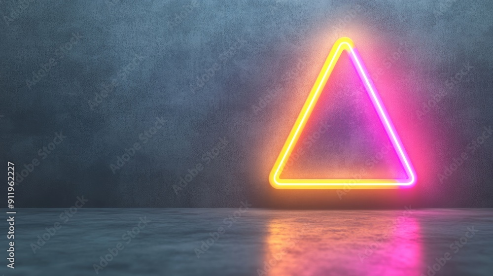 Poster a vibrant neon triangle glows brightly against a dark background, creating a striking visual effect 