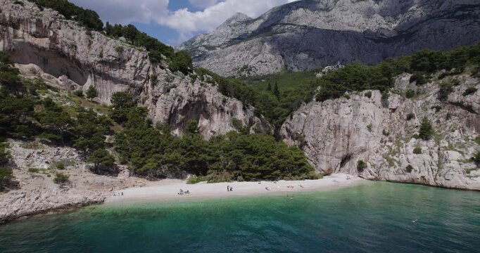Aerial View of Nugal Beach, Tourist Destination near Makarska, Croatia