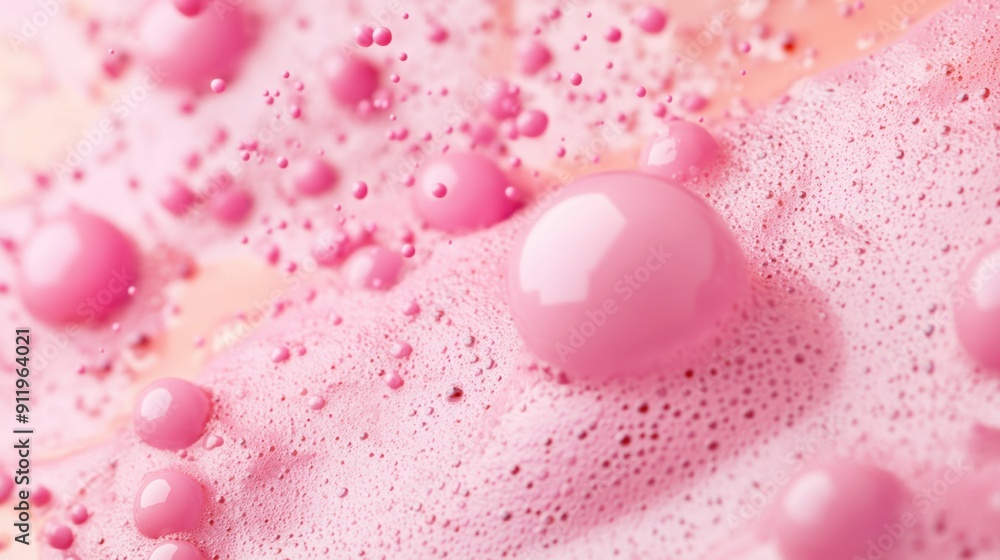 Poster bright pink bubbles and splashes create a vibrant display in a liquid mixture