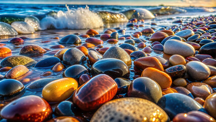 Obraz premium Colorful Pebbles on a Sunny Beach