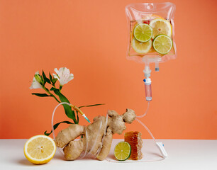 IV Bag with citrus and natural remedies