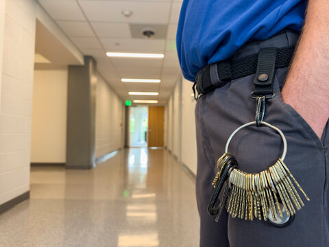 Key Chain on Security Guard hand pocket 