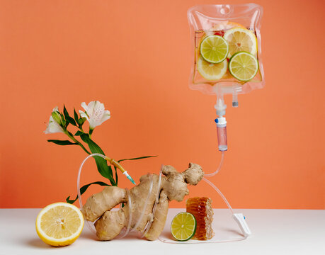 IV Bag with citrus and natural remedies