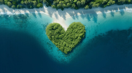 Pacific Island in the Shape of a Love Heart