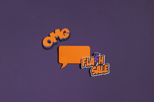 OMG Flash Sale Promotion on Purple Background