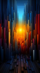 Obraz premium Digital technology color stripe pixel art abstract pattern poster background