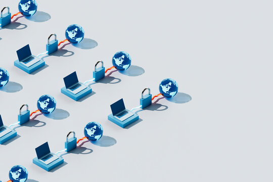 3D Render of Multiple Internet Security Connections