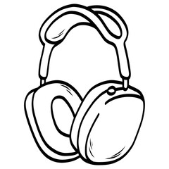 Headset Wireless Headphone Outline Drawing Vector Illustration