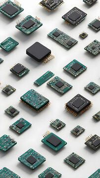 Seamless electronic circuit board on white background. 
Integrated Circuit Analog Multiplexer