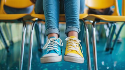 close up view of women's sneakers with a blurred background