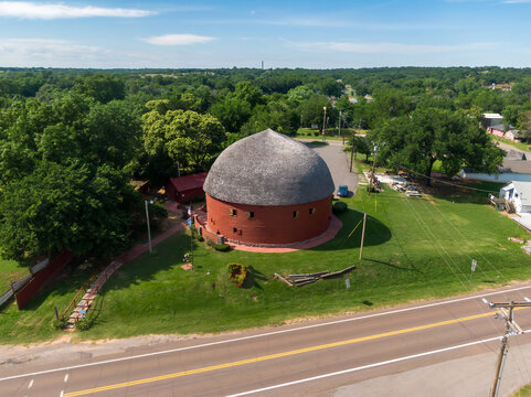 Arcadia Round Barn historic building in Arcadia on Route 66, Oklahoma, United States of America.