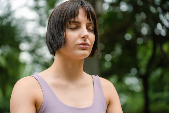 Women are engaged in breathing exercises