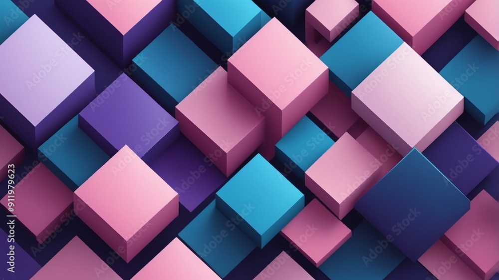 Poster abstract background with squares, cubes 3d