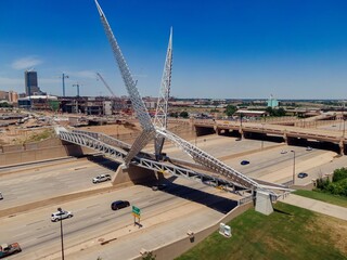 Skydance pedestrian bridge over the freeway in Oklahoma City, Oklahoma, United States of America.