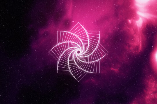 Mysterious sacred geometry shape on space background