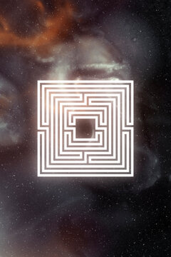 Abstract sacred geometry on space background