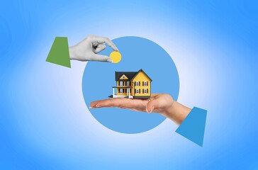 Creative collage of concept Money saving and real estate investment