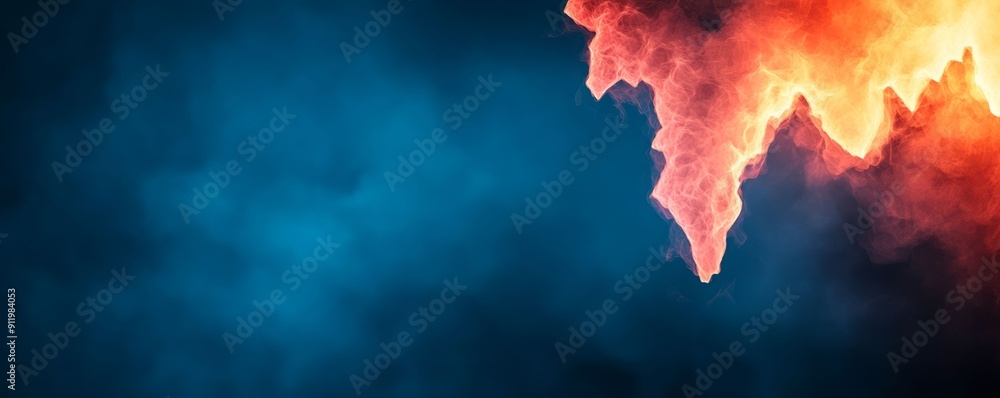 Poster dynamic blend of vibrant red and blue smoke creating a mysterious and captivating background effect.