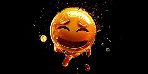 smiling face emoji, android wallpaper, emoji has some pain liquid effect
