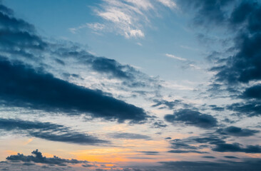 Beautiful sunset sky with dramatic clouds