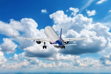 Beautiful airplane in the blue sky background